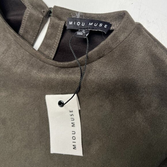 NWT Miou Muse Faux Green Leather Suede Dress - Picture 4 of 8